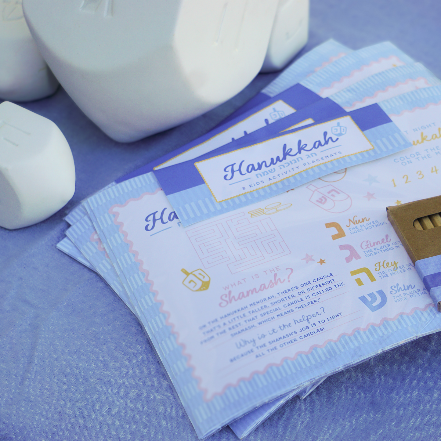 Hanukkah Activity Placemat Bundle – 8 Nights of Printable Fun (Letter Size)