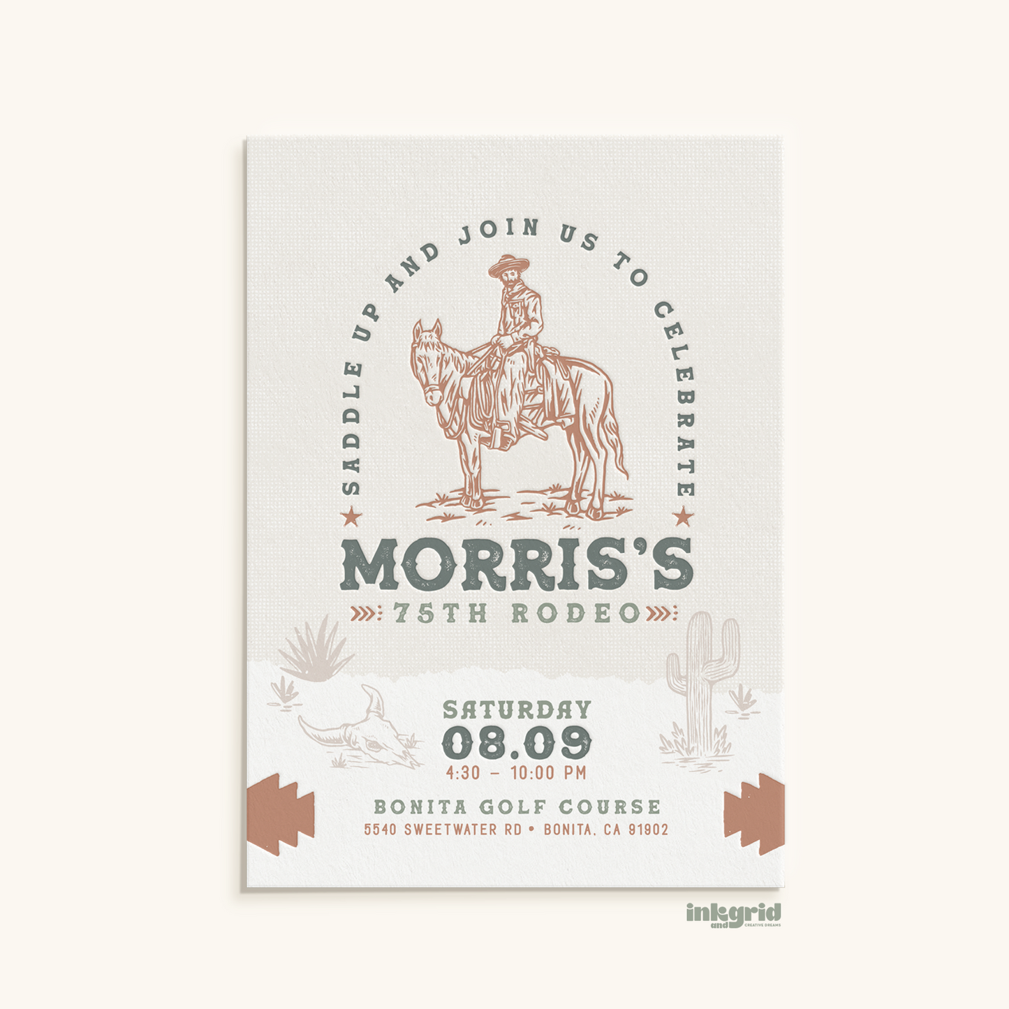 The 75th Rodeo | Modern Western Birthday Invitation