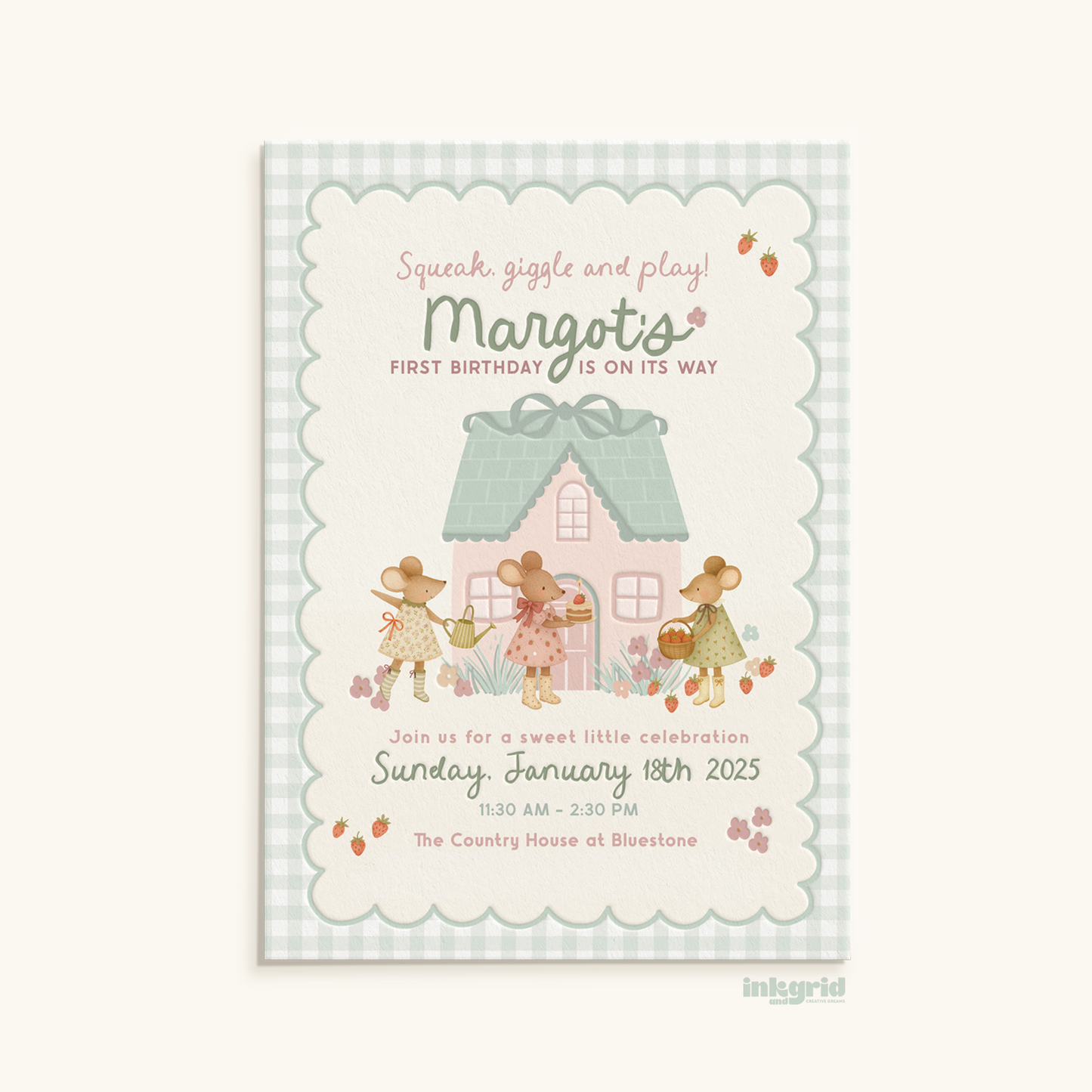 Squaek and Bloom - Little Mouse Invitation