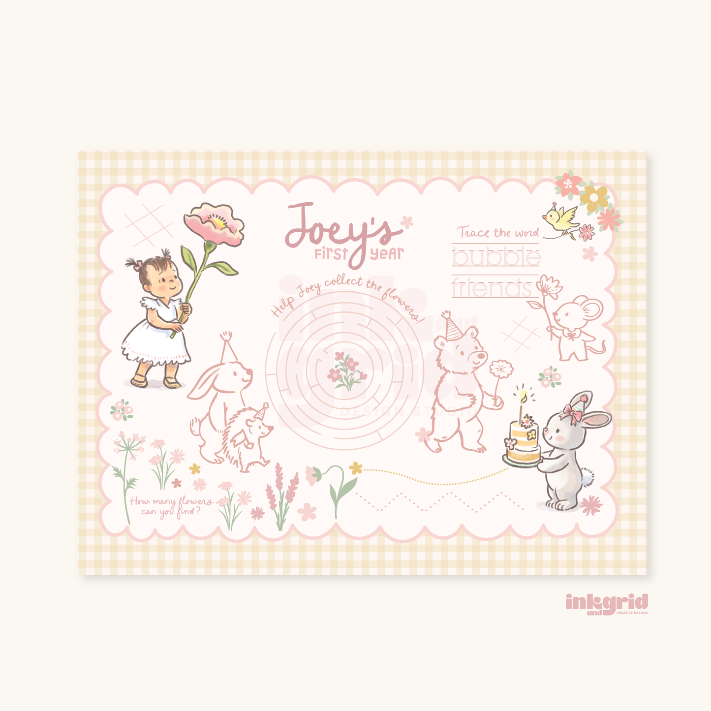 Woodland and Bubbles - Activity Placemat