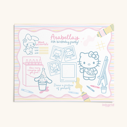 Art & Kitty Inspired Kids Activity Placemat – Printable
