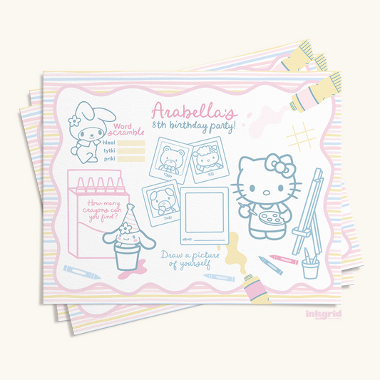 Art & Kitty Inspired Kids Activity Placemat – Printable
