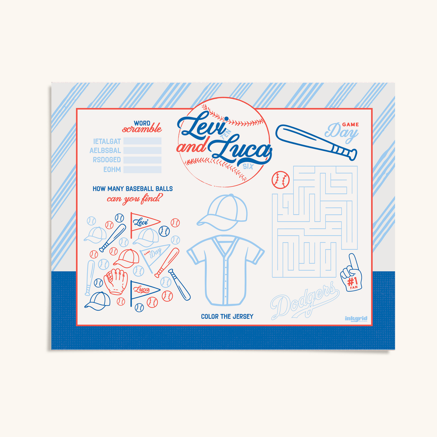 Baseball Party – Activity Placemat