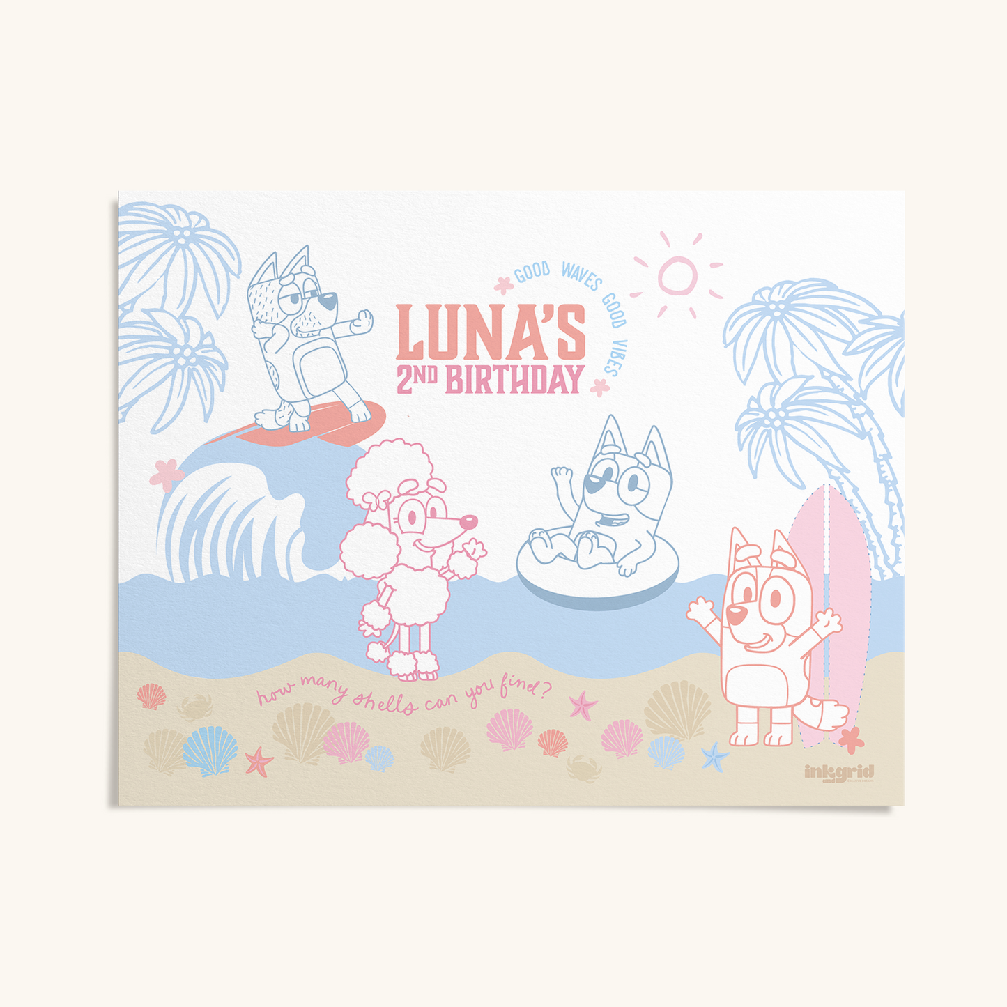 Bluey Surf - Activity Placemat