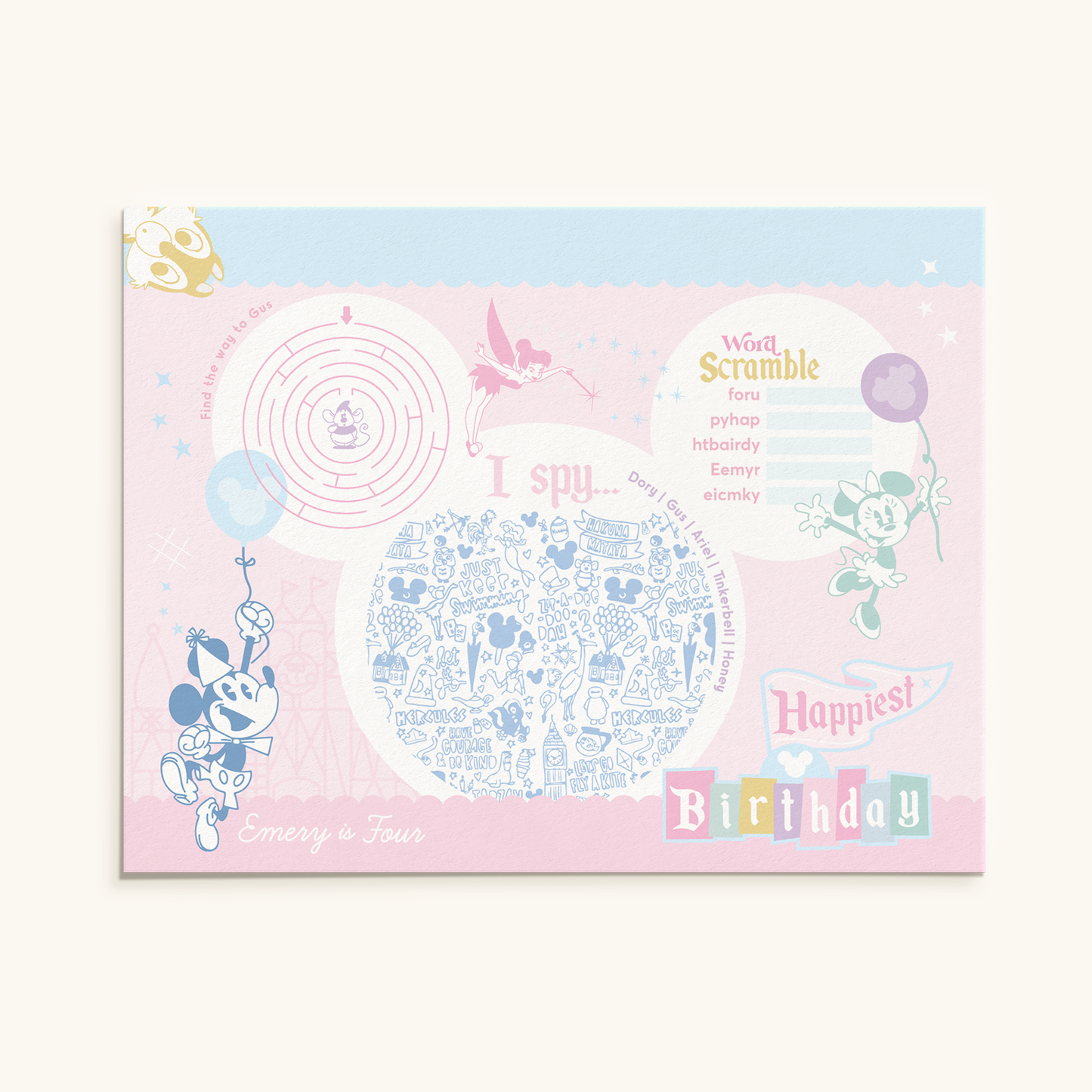 Disneyland-Inspired Activity Placemats