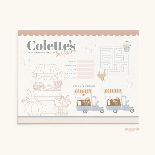 Farmer’s Market at the Farm – Activity Placemat