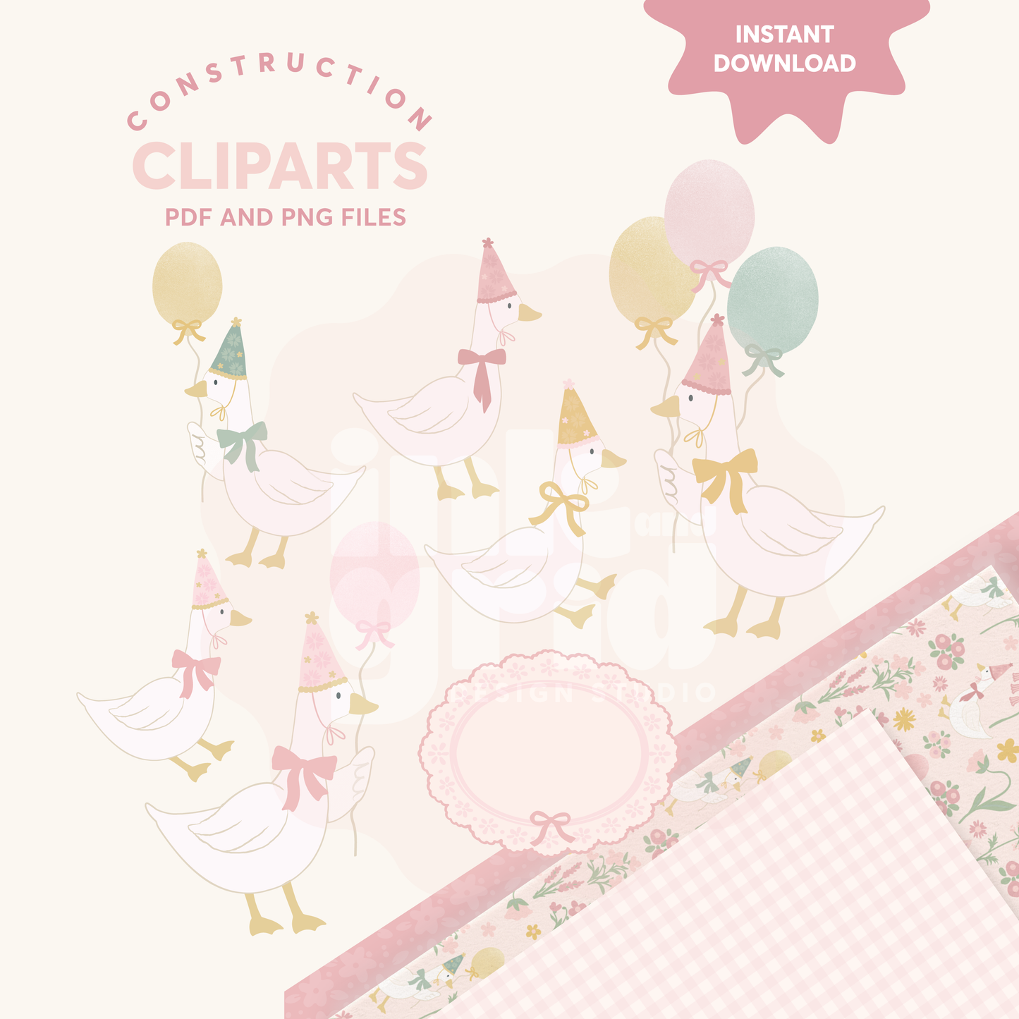 One Silly Goose Clipart Set | Cute Goose PNG & PDF Instant Download