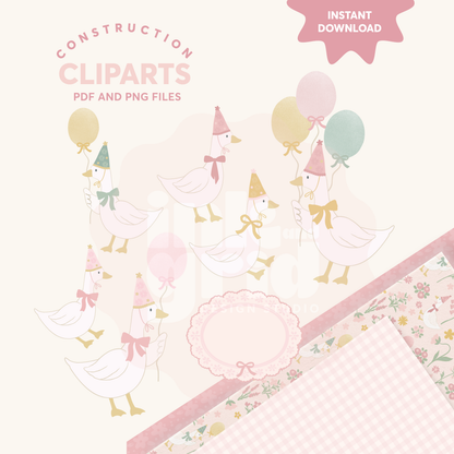One Silly Goose Clipart Set | Cute Goose PNG & PDF Instant Download