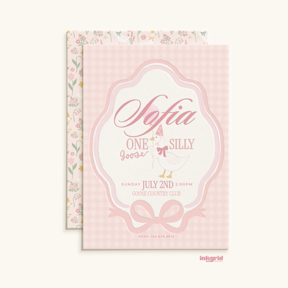 One Silly Goose Birthday Invitation | Goose 1st Birthday Invite