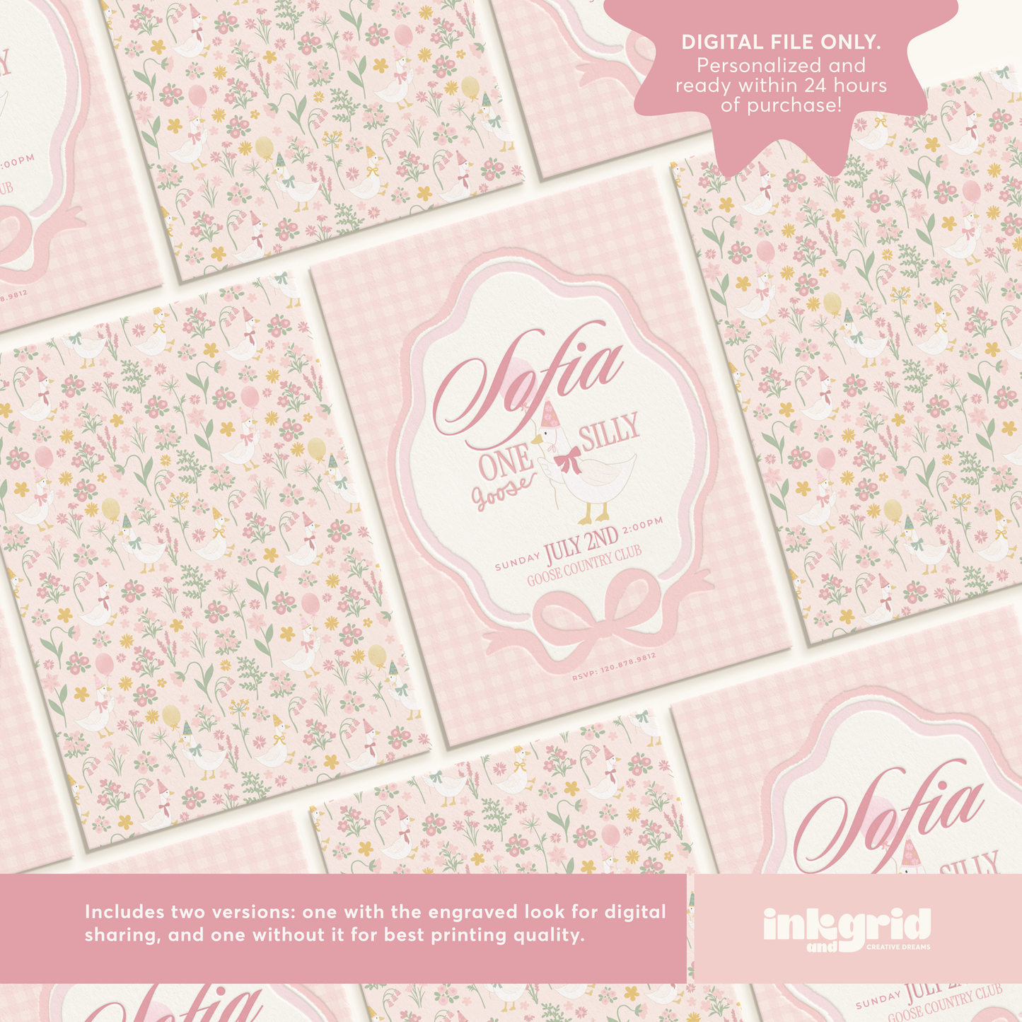 One Silly Goose Birthday Invitation | Goose 1st Birthday Invite