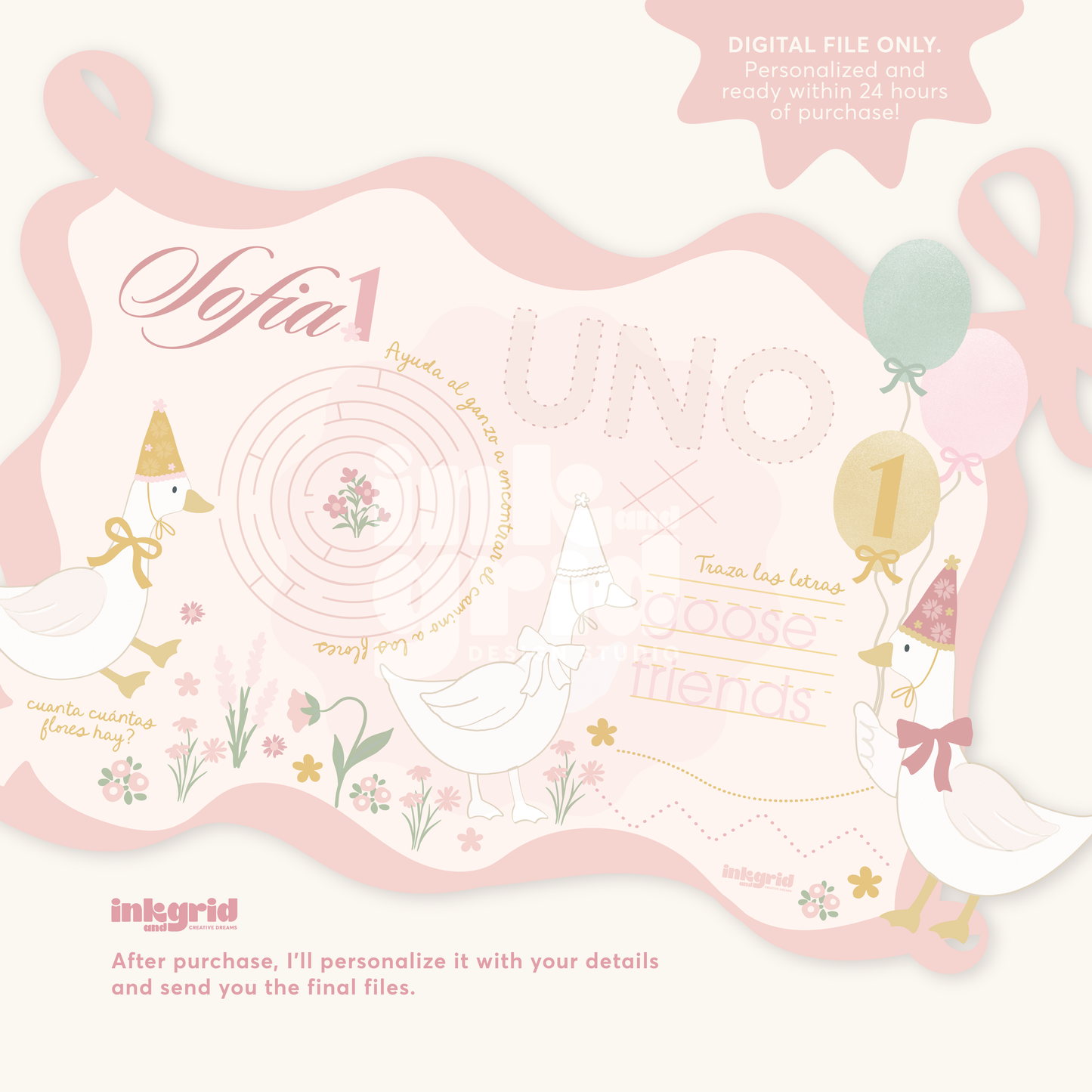 One Silly Goose Birthday | Activity Placemat (Digital File)