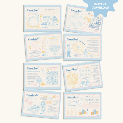 Hanukkah Activity Placemat Bundle – 8 Nights of Printable Fun (Letter Size)