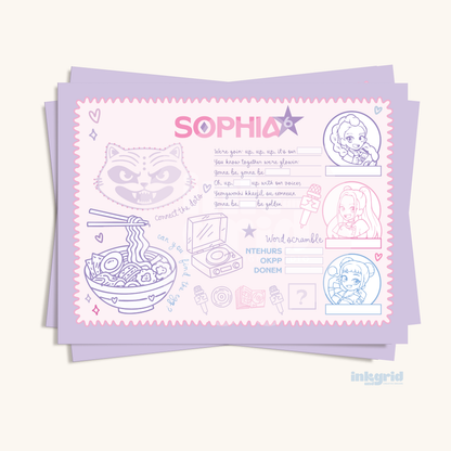 K-Pop Inspired Party Activity Placemat | Korean Pop Birthday Coloring Sheet | Music Party Kids Activity | Printable Party Table Mat