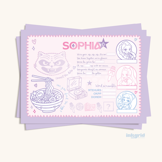 K-Pop Inspired Party Activity Placemat | Korean Pop Birthday Coloring Sheet | Music Party Kids Activity | Printable Party Table Mat