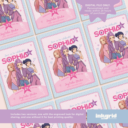K-Pop Inspired Birthday Invitation Template | Korean Pop Theme Party Invite | Digital Download | Idol Fan Party Invitation