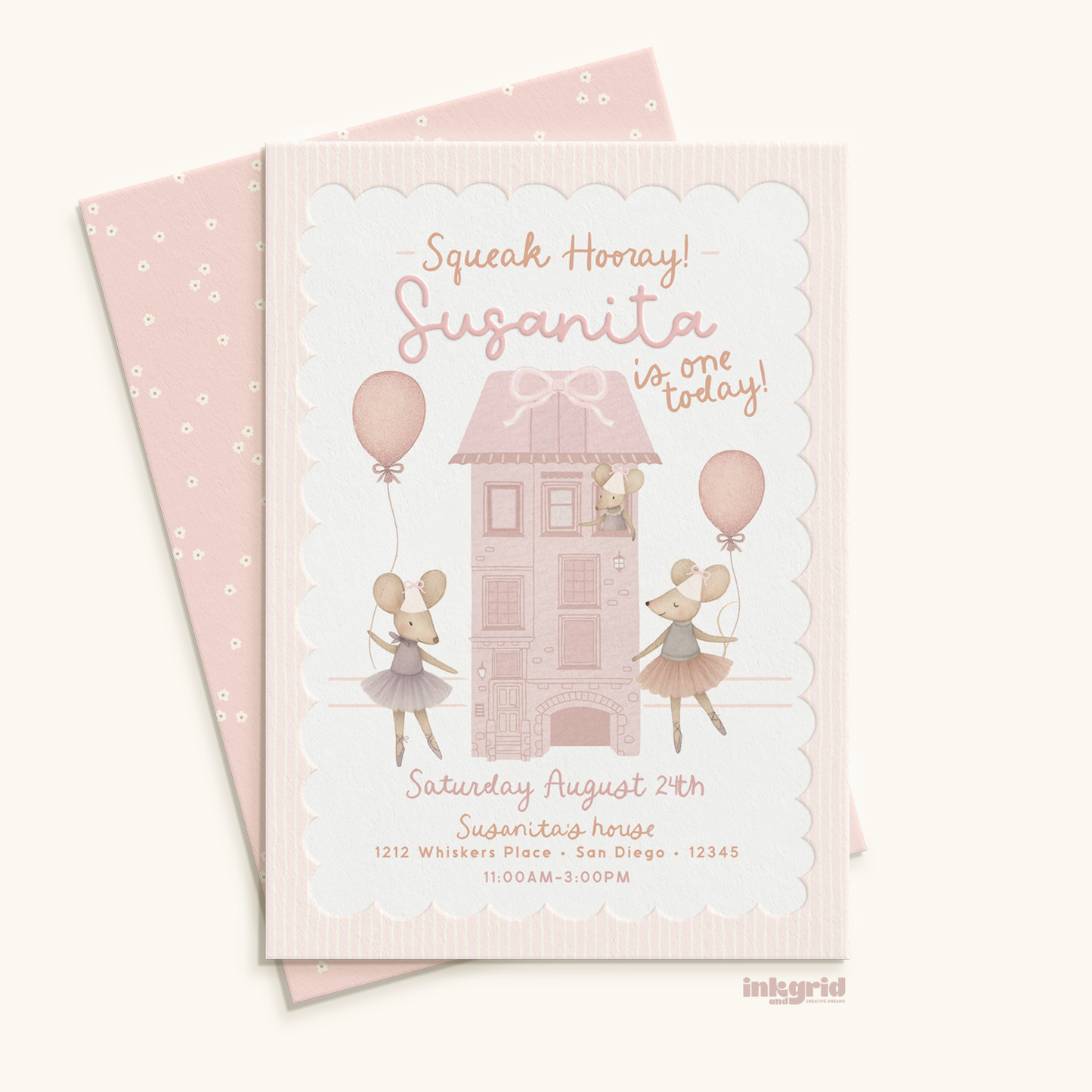 Little Mouse Party - Invitation