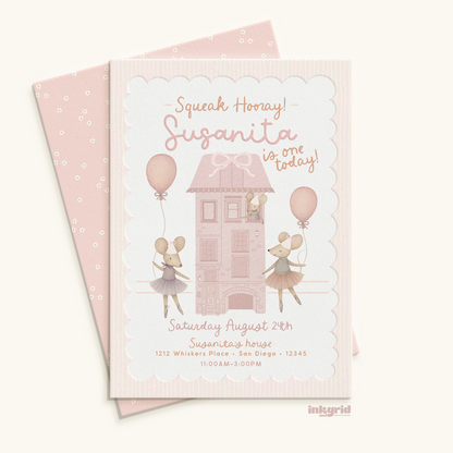 Little Mouse Party - Invitation