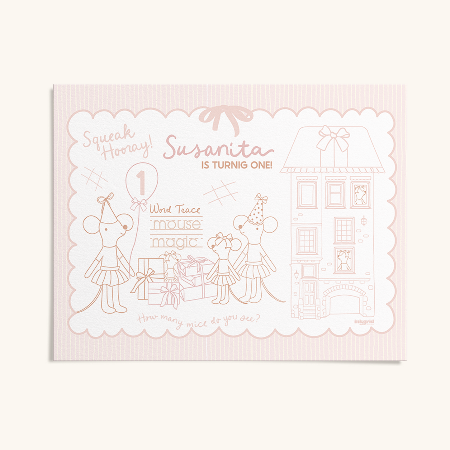 Little Mouse Party - Activity Placemat