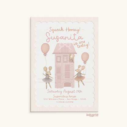 Little Mouse Party - Invitation