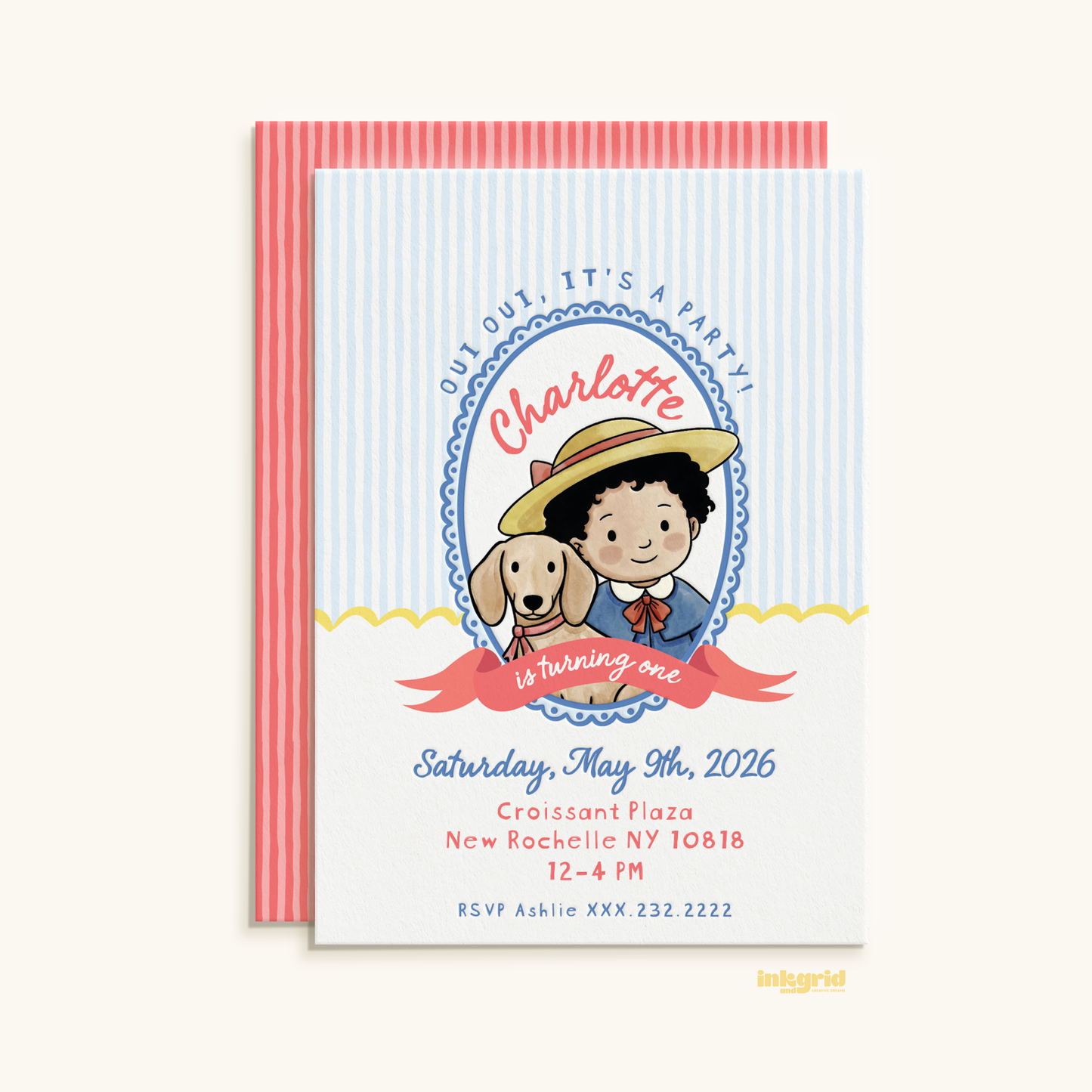 Madeline Inspired Birthday | French Girl Puppy| Paris Party Invite |  | Vintage Parisian Kids Party | Digital Invitation