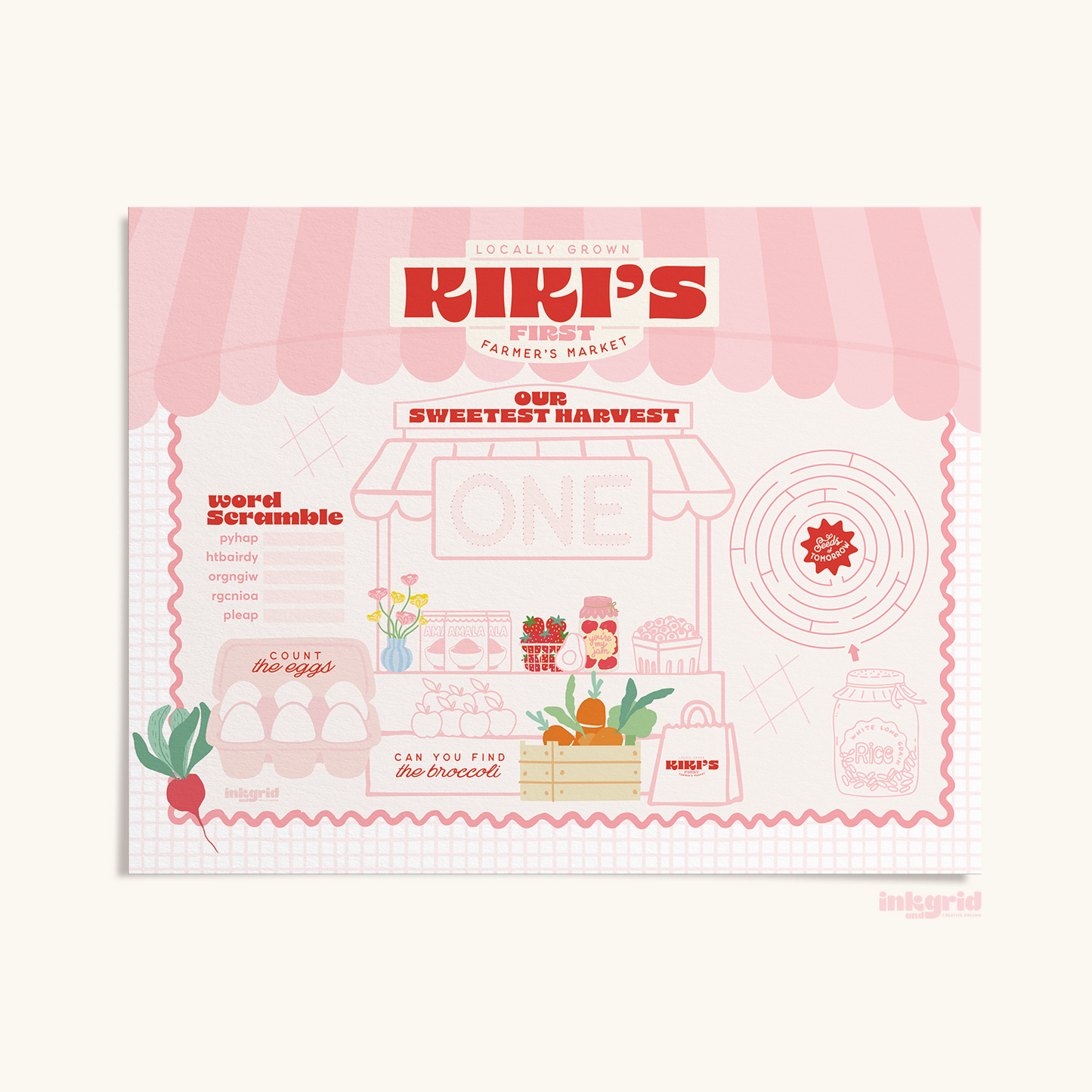 Farmers Market Trader Joe’s Placemats