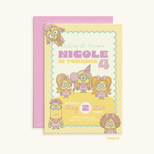 Minians Birthday Invitation | Aesthetic and Modern Kids Party Invite