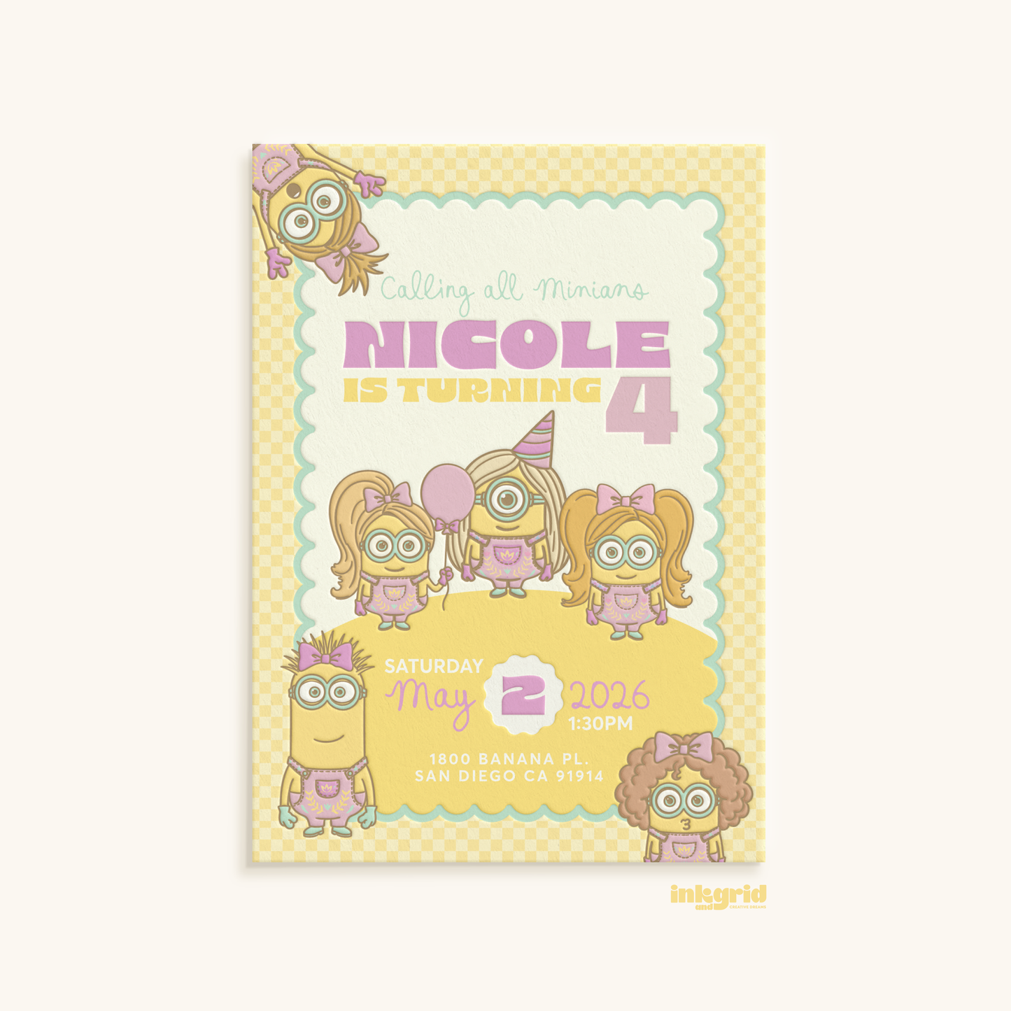 Minians Birthday Invitation | Aesthetic and Modern Kids Party Invite