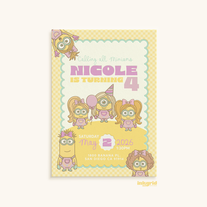 Minians Birthday Invitation | Aesthetic and Modern Kids Party Invite