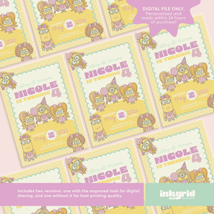 Minians Birthday Invitation | Aesthetic and Modern Kids Party Invite