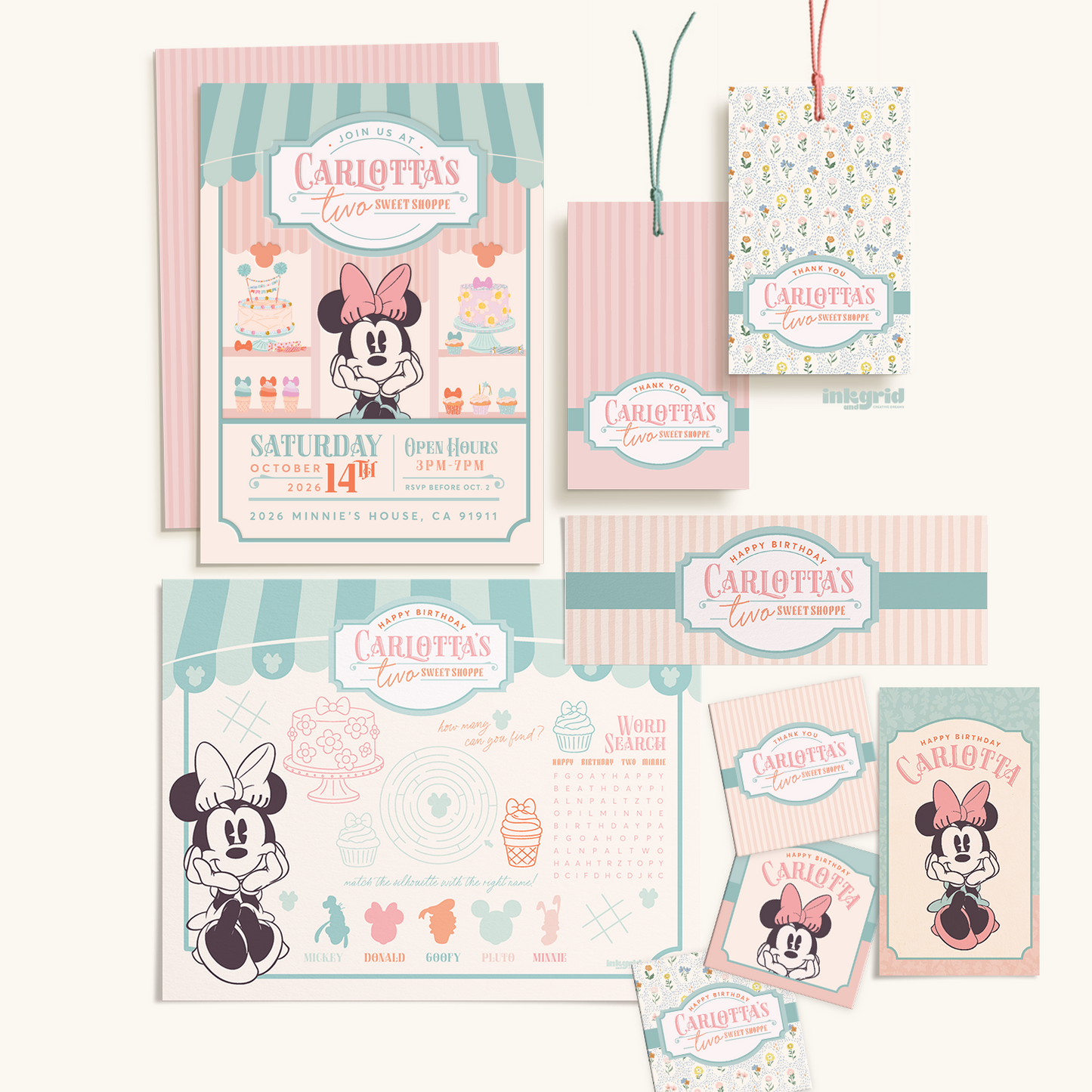 Two Sweet Candy Shop Birthday Party Bundle | Invitation, Activities & Printables