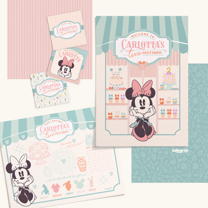 Two Sweet Candy Shop Birthday Party Bundle | Invitation, Activities & Printables