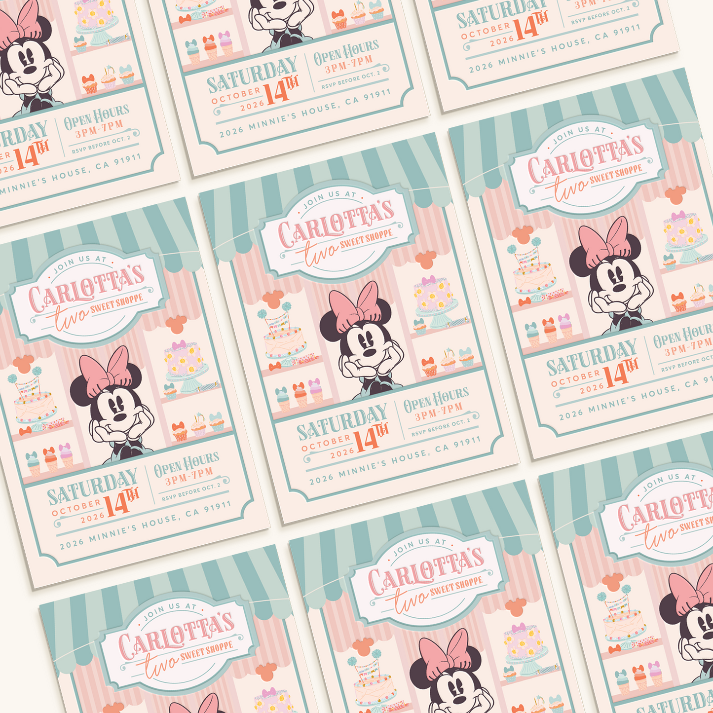 Two Sweet Candy Shop Birthday Digital Invitation | Nostalgic Sweet Shoppe Theme