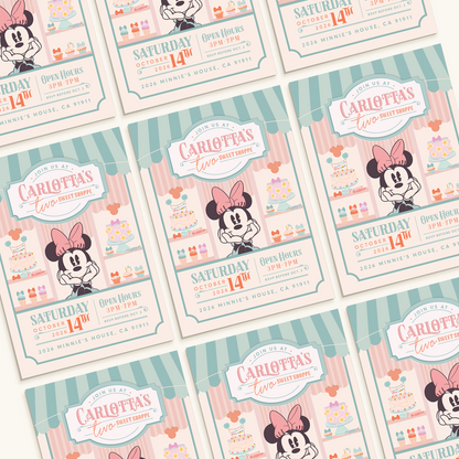 Two Sweet Candy Shop Birthday Digital Invitation | Nostalgic Sweet Shoppe Theme