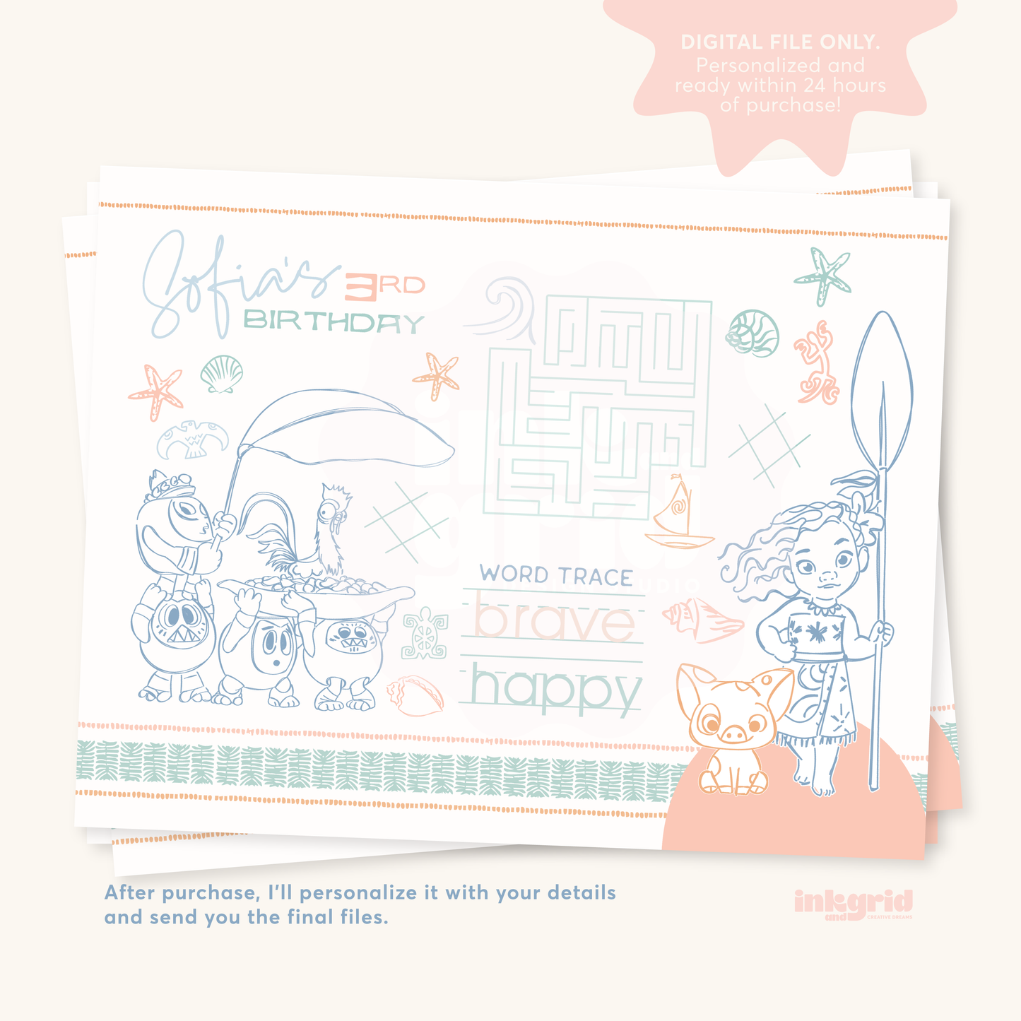 Moana Island Adventure Birthday | Tropical Ocean | Placemats