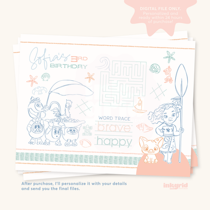 Moana Island Adventure Birthday | Tropical Ocean | Placemats