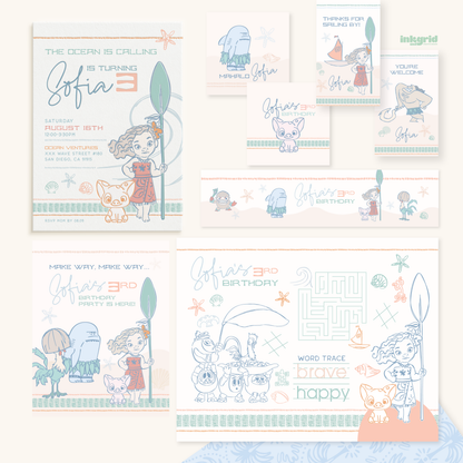 Moana Island Adventure Birthday | Tropical Ocean | Digital Bundle