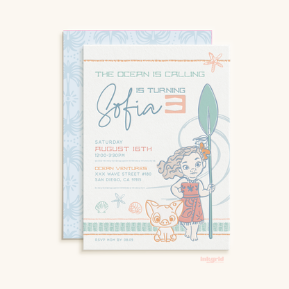 Moana Island Adventure Birthday | Tropical Ocean | Digital Invitation