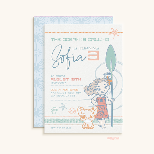 Moana Island Adventure Birthday | Tropical Ocean | Digital Invitation