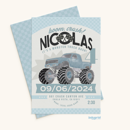 Monster Truck Bash – Digital Birthday Invitation