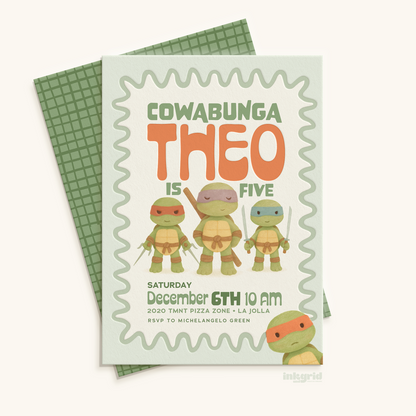 Cowabunga Ninja Turtles Birthday Bundle – Retro TMNT Printable Party Set