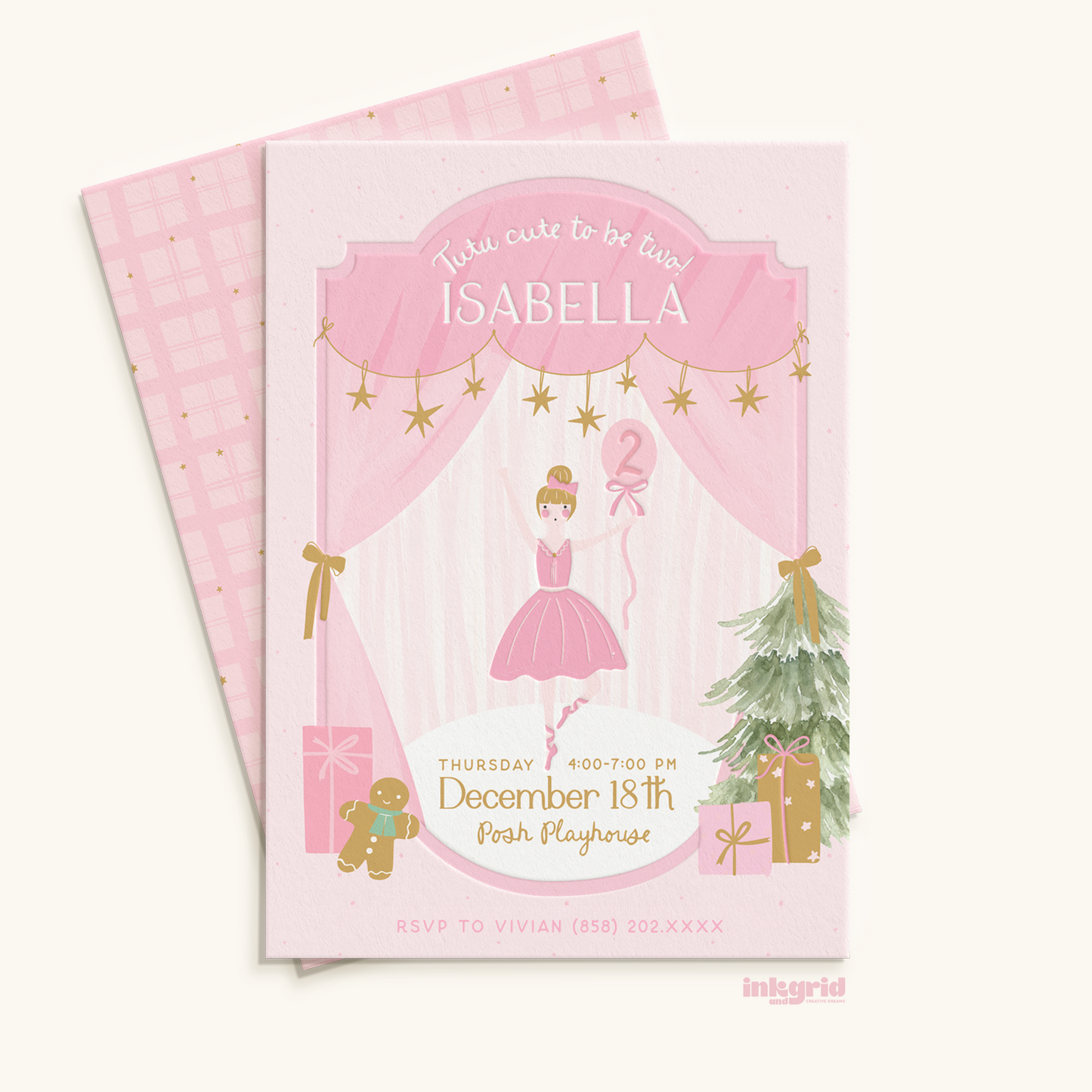 Nutcracker Ballerina Birthday Invitation – Pink Ballet Party Printable Invite