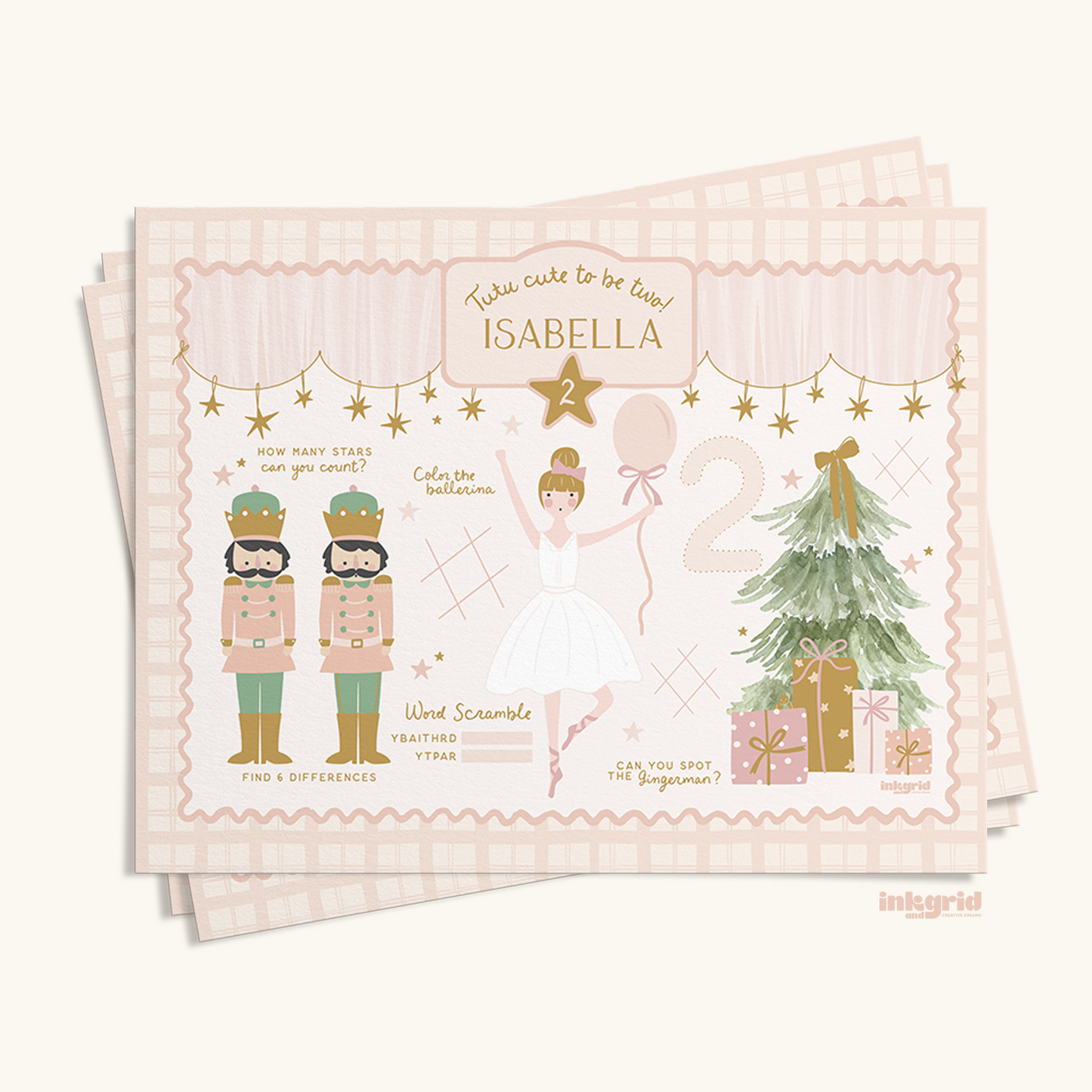 Nutcracker Ballerina Holiday Activity Placemats