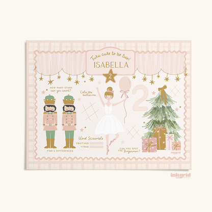 Nutcracker Ballerina Holiday Activity Placemats