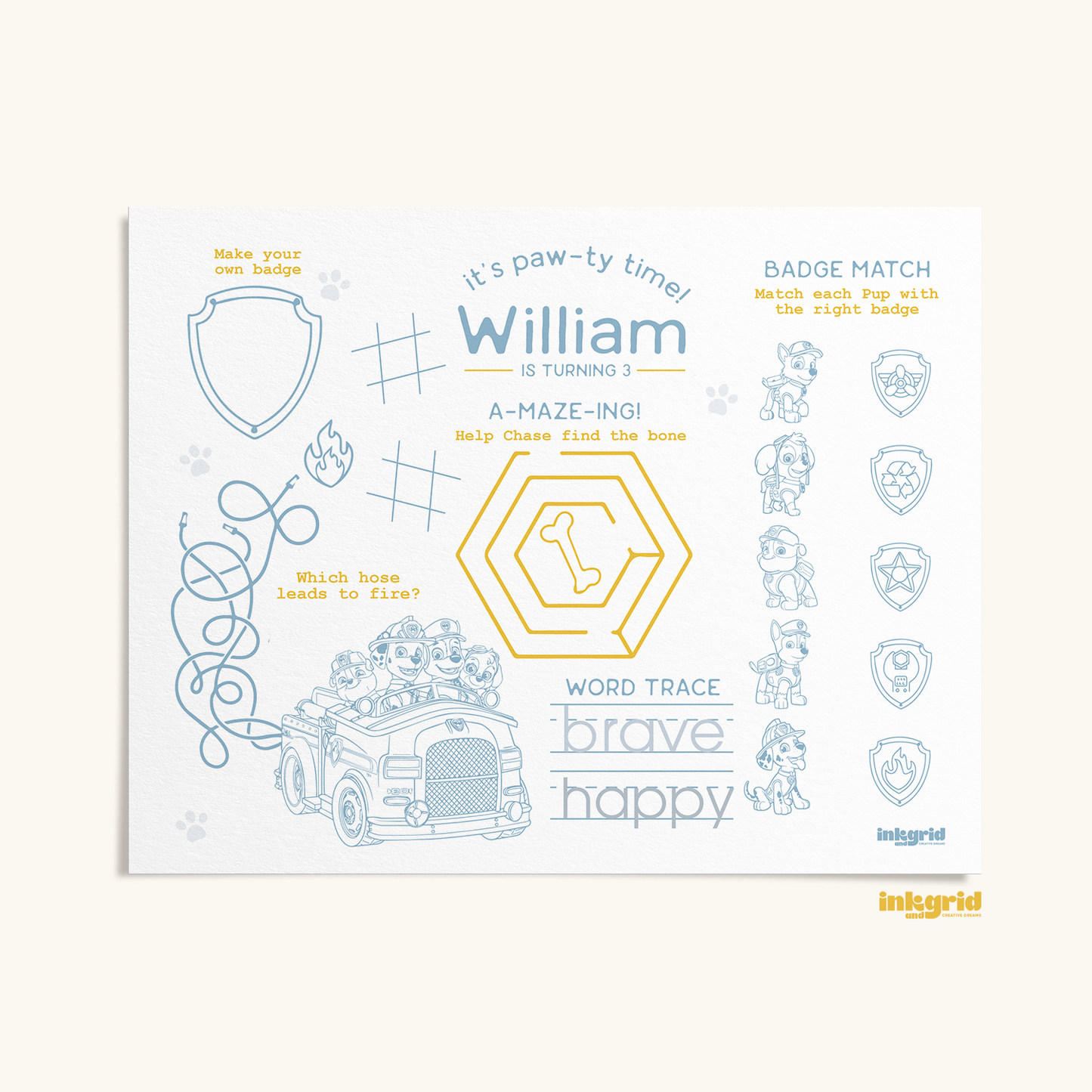 Pup Adventure Activity Placemat