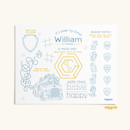 Pup Adventure Activity Placemat