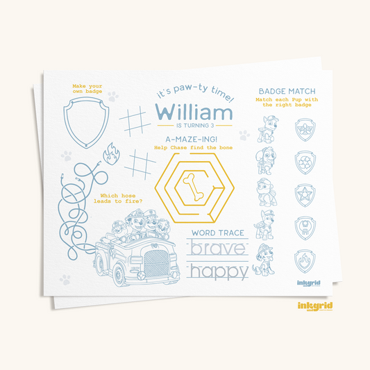 Pup Adventure Activity Placemat