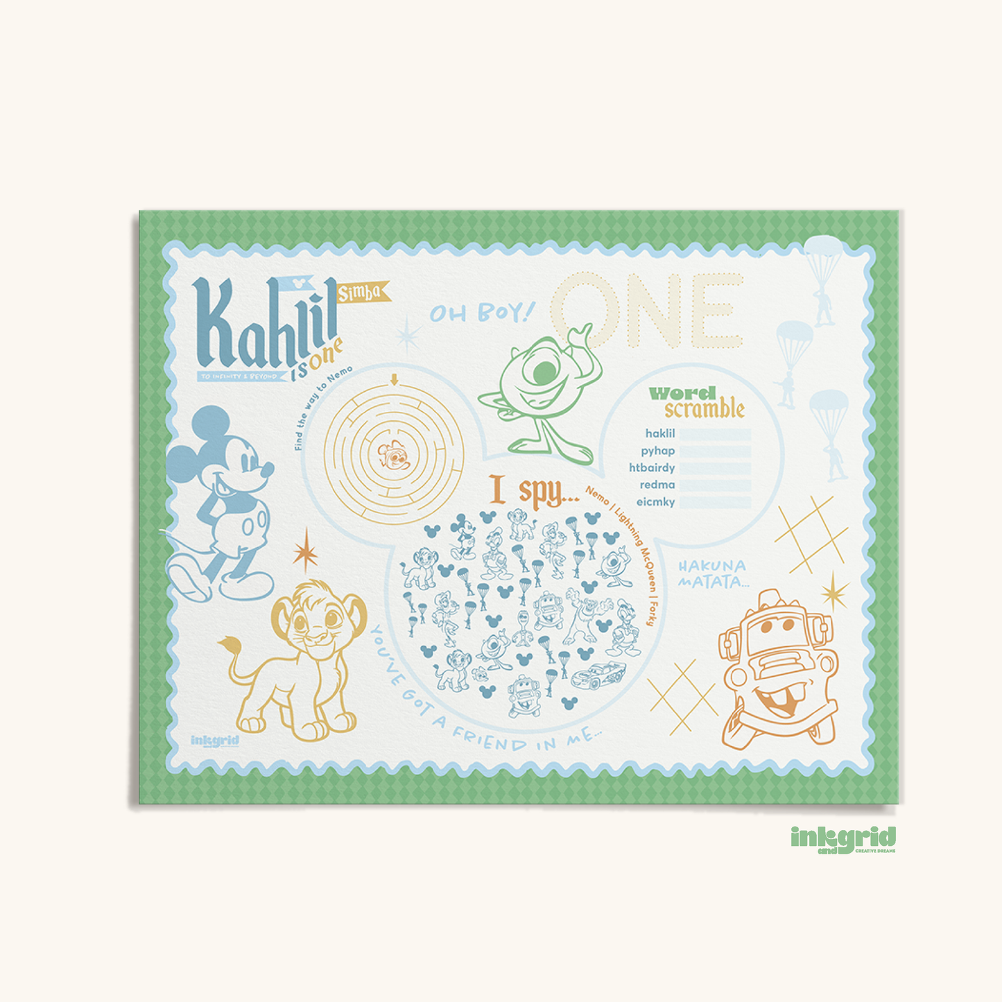 Little Legends First Birthday | Storybook Theme | Activity Placemats | Digital Download