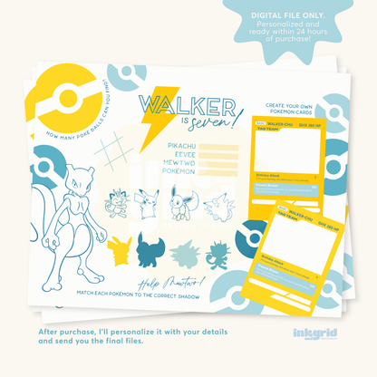 Catch & Battle Party | Poke Friends Birthday | Trainer Activity Placemat