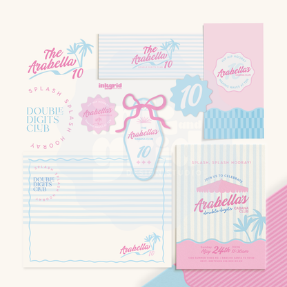Cabana Club Pool Party Bundle | Double Digits Birthday | Pink & Blue Pool Party | Summer Invite | Girls Just wanna have fun