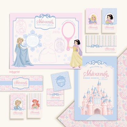 Princess Party Bundle | Girls Birthday Decorations | Princess Party Kit | Matching Stationery Set | Fairytale Birthday Printable Package